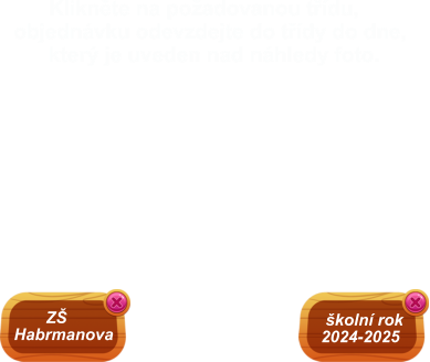 Klikněte na požadovanou třídu, objednávku odevzdejte do třídy do dne,        který je uveden nad náhledy foto.   školní rok 2024-2025        ZŠ Habrmanova